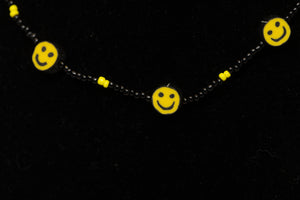 Black & Yellow Smiley Face Beaded Choker Necklace