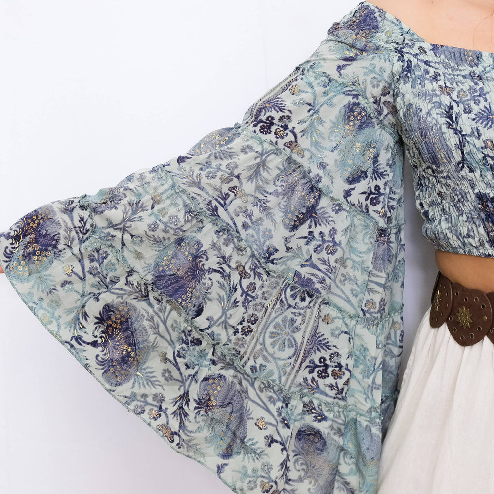 Bohemian Flowy Long Ruffle Sleeve Top