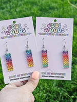 Rainbow Plaid Bar Earrings