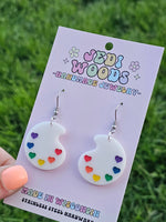 Rainbow Paint Pallet Earrings, Subtle Pride Earrings, Queer