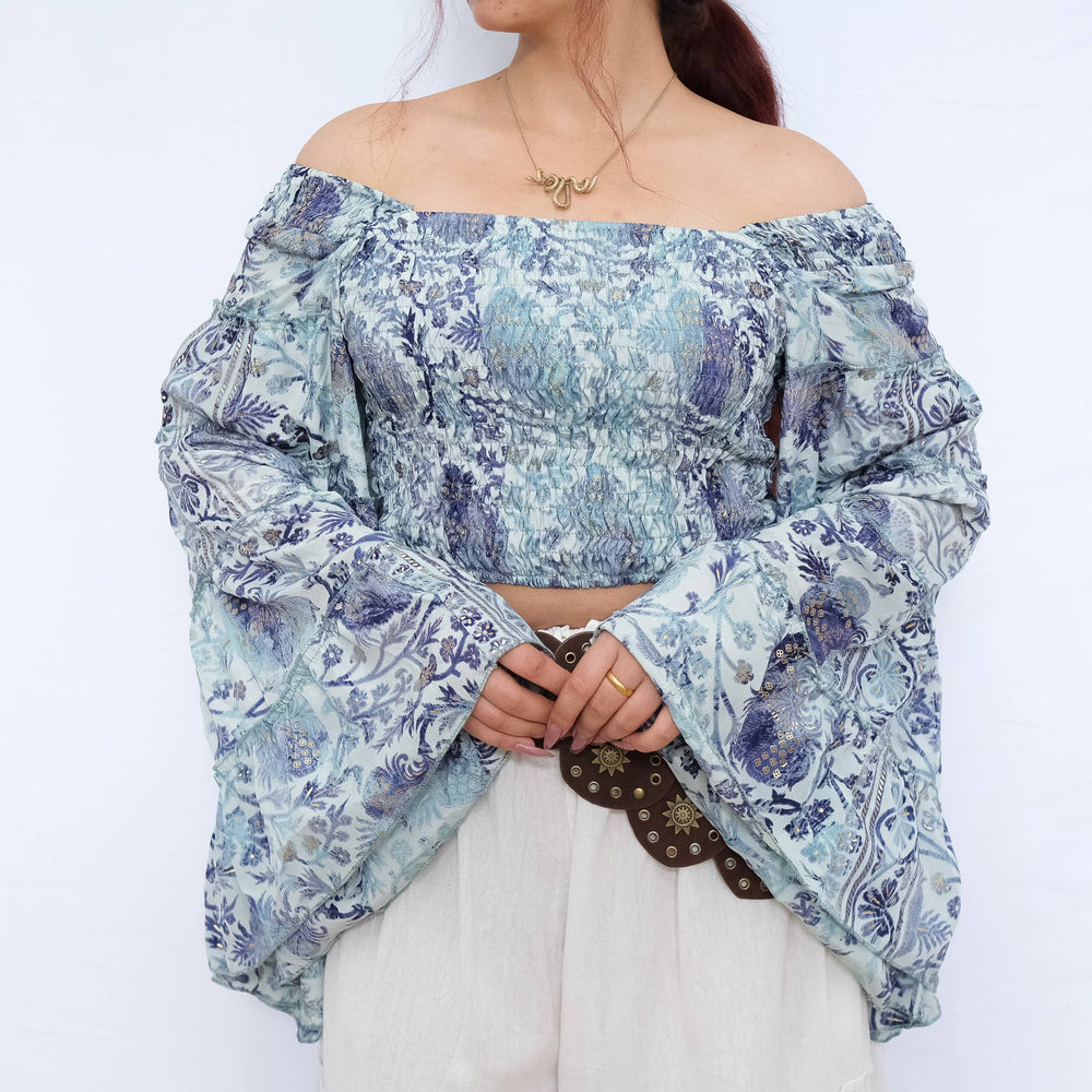 Bohemian Flowy Long Ruffle Sleeve Top