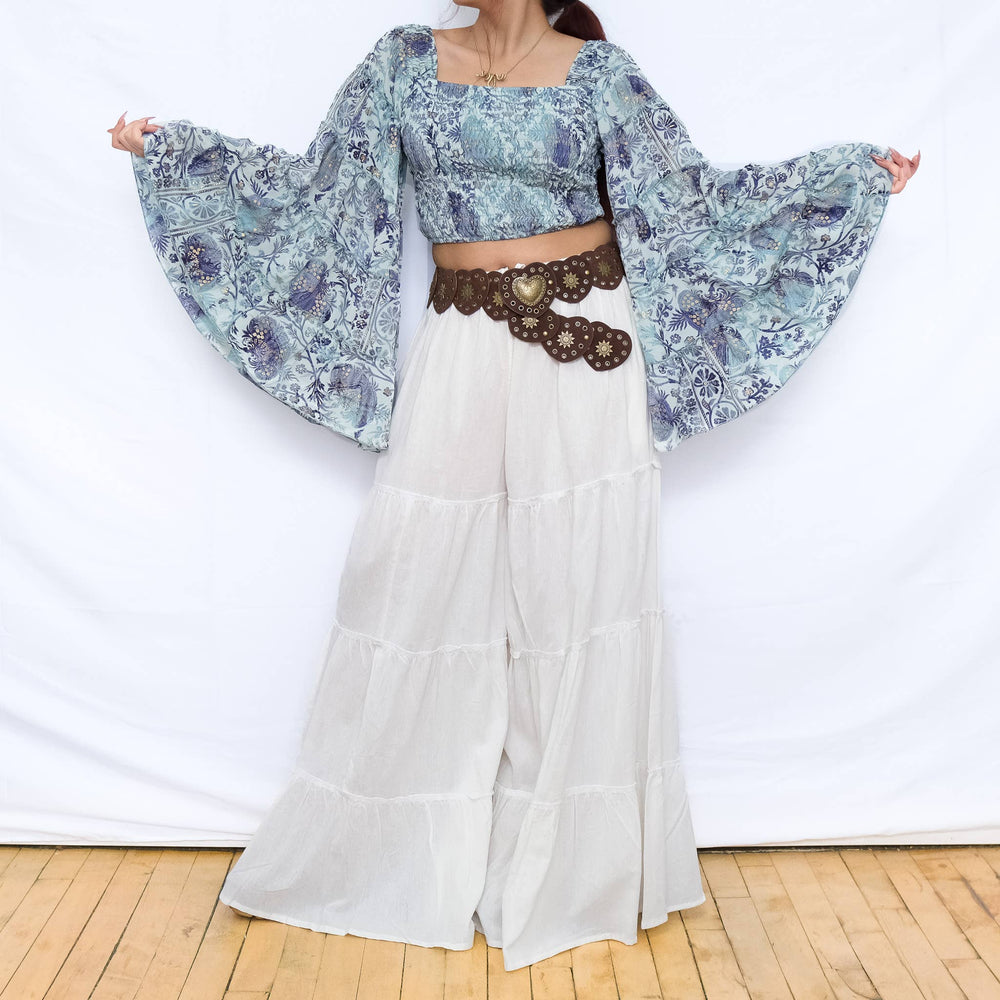 Bohemian Flowy Long Ruffle Sleeve Top