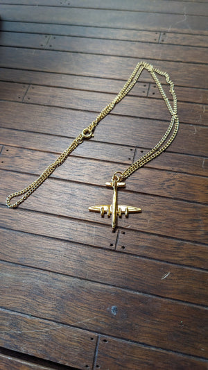 Gold vintage deadstock airplane necklace