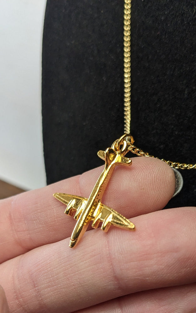 Gold vintage deadstock airplane necklace