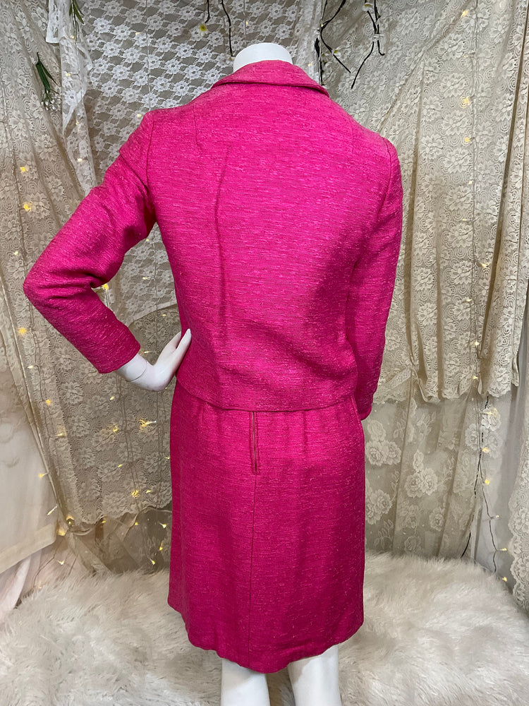 Hot pink 60s 2 pc set dress and jacket size xs 0