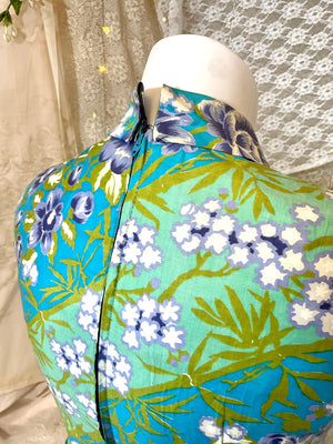 1960’s Blue Floral Liberty Circle Dress as is size Medium 10 12