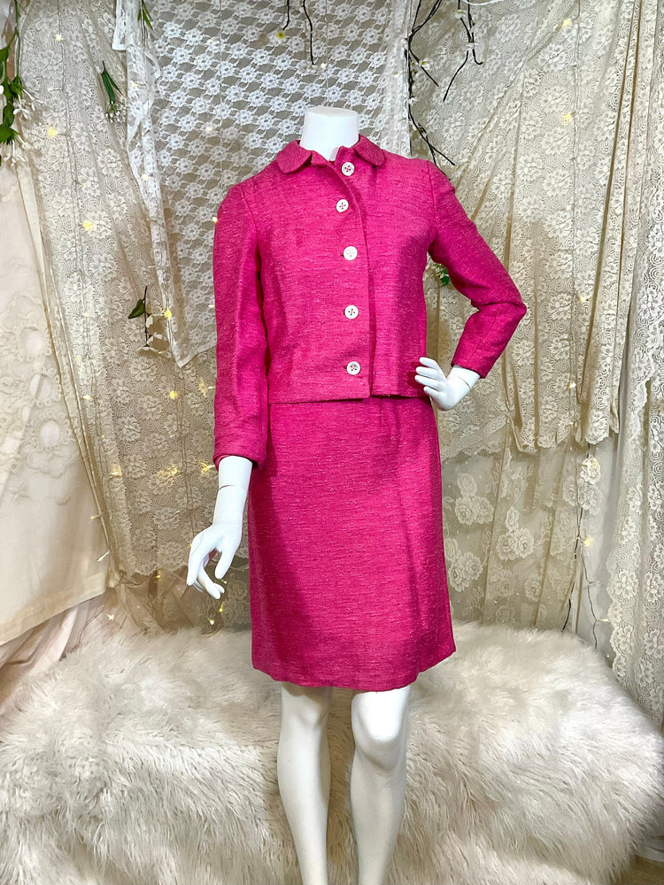 Hot pink 60s 2 pc set dress and jacket size xs 0