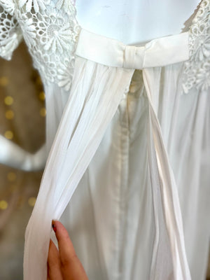 Goldie 70s Embroidered Yoke Maxi Wedding Dress