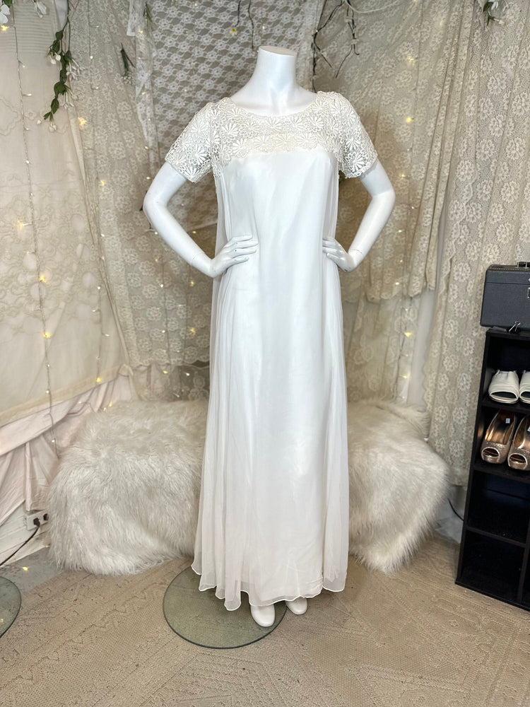 Goldie 70s Embroidered Yoke Maxi Wedding Dress