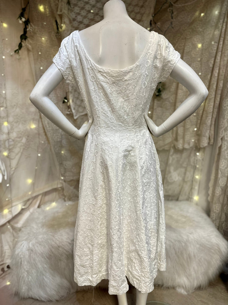 Jerry Gliden 1950s fit and flare white dress