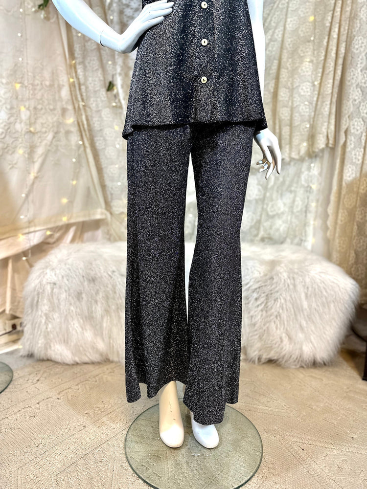 70’s Disco Glitter Two Piece Set with Wide Leg Pants Size S to med