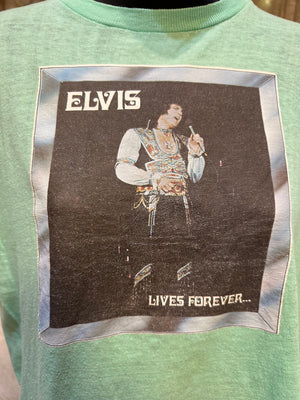 1970's Era Mint Green Elvis T-shirt Size Small As Is