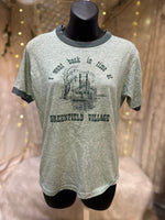 1970's Graphic Ringer T-shirt,  "I went back in time at Greenfield Village"  Size M As Is