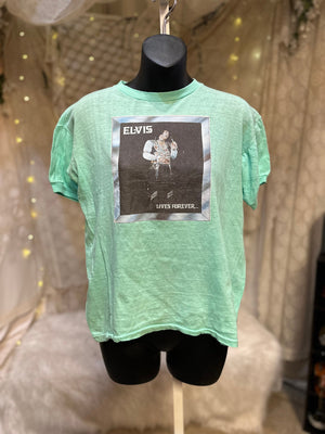 1970's Era Mint Green Elvis T-shirt Size Small As Is