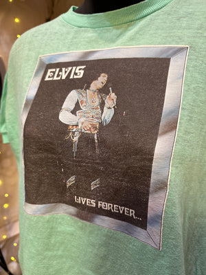 1970's Era Mint Green Elvis T-shirt Size Small As Is