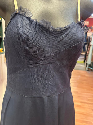 1940’s Navy Handmade Slip  Dress with Netting XS