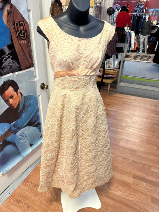 1950's Henry Kaiser Blush Lace Detail  Dress