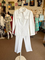 1970's Vintage Domani Disco Elvis Inspired Two Piece Party Suit with Bell Bottom pants