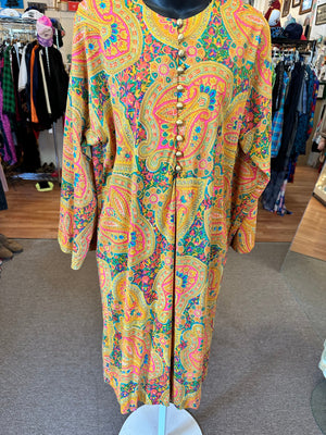 VTG RARE Psychedelic Saks Fifth Avenue Kaftan Maxi Dress OSFM