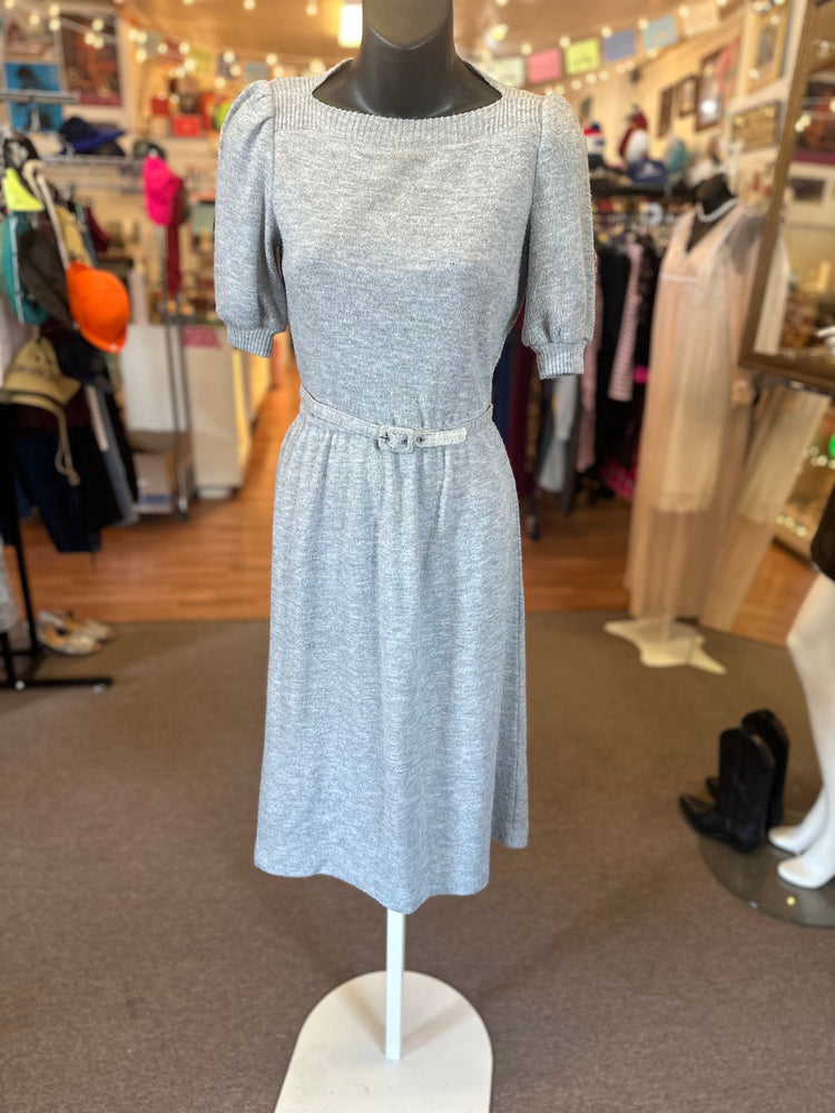 1970's Jody T of California Knit Gray Dress with Belt S/M.