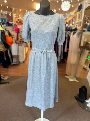 1970's Jody T of California Knit Gray Dress with Belt S/M.