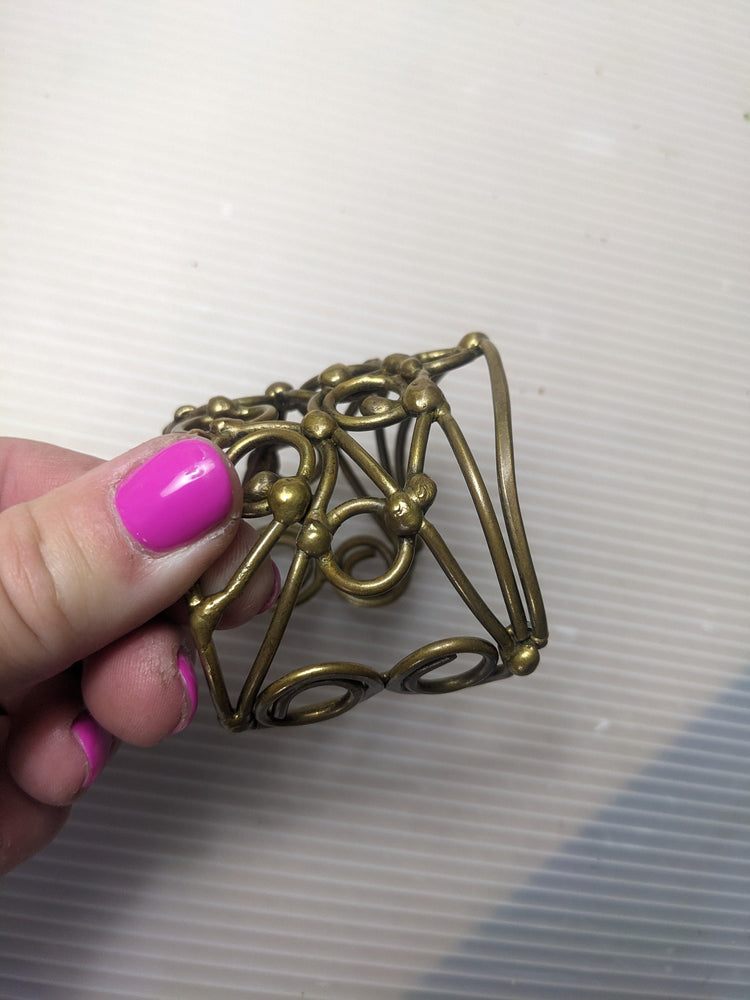 Vintage 70s artisan Large Brutalist brass cuff bracelet