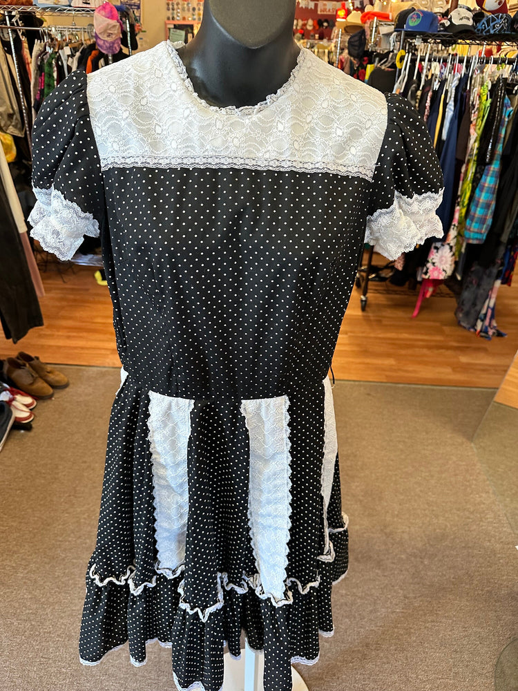 1970's Partner Please Black and White Square dancing dress