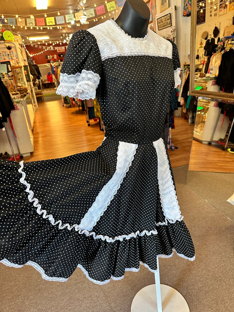 1970's Partner Please Black and White Square dancing dress