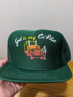 Deadstock Vintage Trucker cap hat Funny Novelty God is my Co-pilot