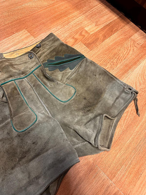 Vintage Authentic German Bavarian Oktoberfest embroidered Lederhosen Suede and leather AS IS