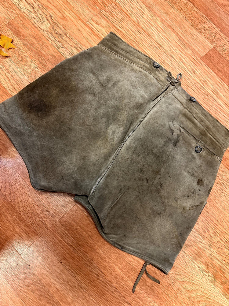 Vintage Authentic German Bavarian Oktoberfest embroidered Lederhosen Suede and leather AS IS