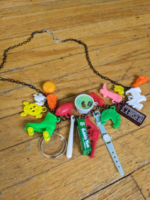 Cracker jack prizes necklace full of color, fun, and kitsch!