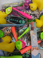 80s 90s deadstock neon keychain lot for Loot Grab Bags 1 dozen random