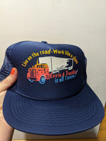 Deadstock Vintage Trucker cap hat Funny Novelty Life on the Road, Work Like A Slave, Loving and Trucking is All I Crave