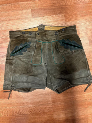 Vintage Authentic German Bavarian Oktoberfest embroidered Lederhosen Suede and leather AS IS