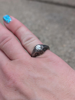 Silver Art Deco Style ring size 7