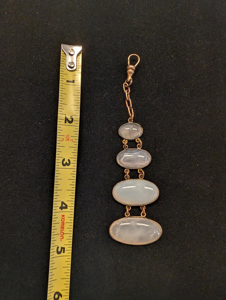 Antique Victorian 4.5 long  Large Natural Chalcedony Tapered Pendant pocket Watch Fob Charm