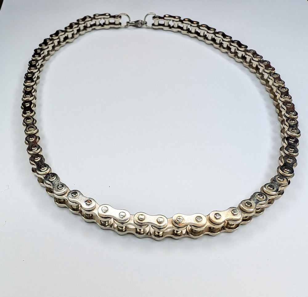 90s y2k silver Bicycle chain necklace
