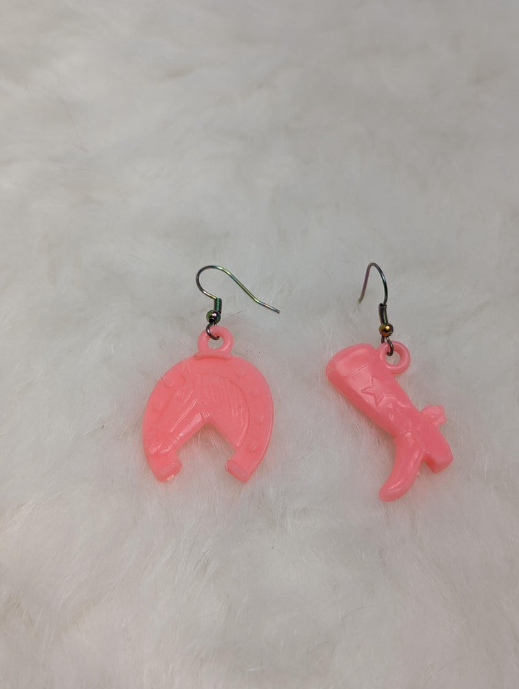 Handmade Pink Western Cowboy Cowgirl Earrings