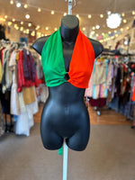 1970’s NWT Red and Green Split O-Ring Halter Top