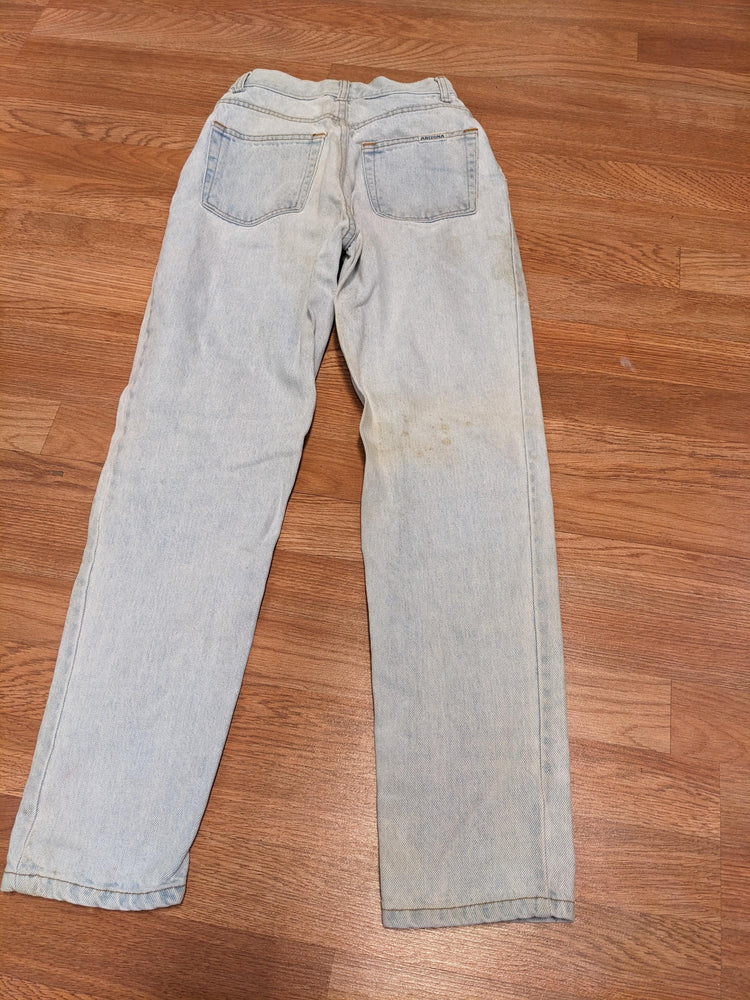 90s high waist light wash mom jeans size 24" waist straight leg SHORT Xxs Arizona As is