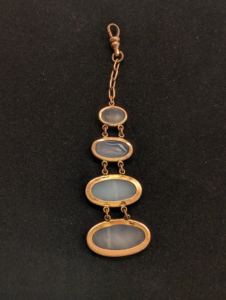 Antique Victorian 4.5 long  Large Natural Chalcedony Tapered Pendant pocket Watch Fob Charm