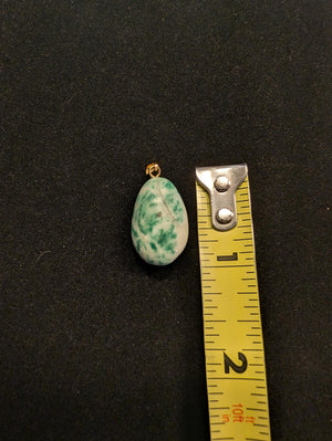 Green Dot Spotted Jade Tumbled Natural stone Pendant