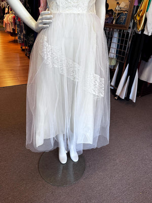 1950s Tulle and Satin Wedding Tea Dress as is