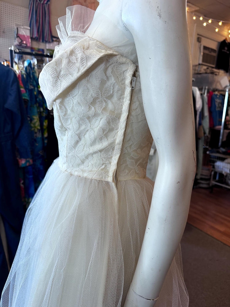 1950s Tulle and Satin Wedding Tea Dress as is