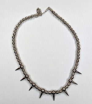 90s y2k Silver Spike Ball Necklace Goth Punk