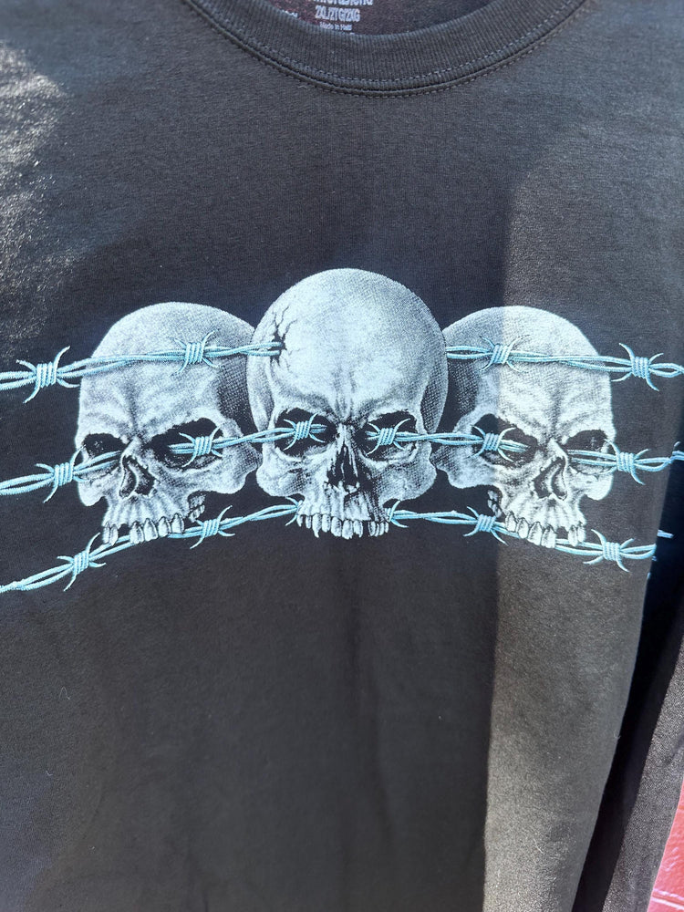 Y2K Deadstock Grunge Skull and Barbed Wire Shirt XXL