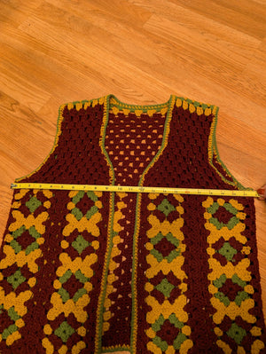 70s granny square knit vest size fits size XS to XL