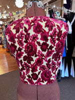 1970's Nude Flocked Velvet Floral Vest
