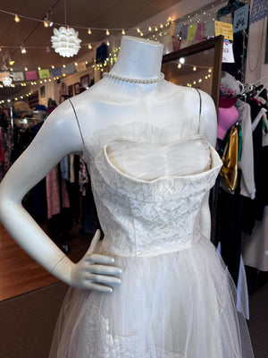 1950s Tulle and Satin Wedding Tea Dress as is